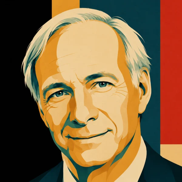 Illustrated portrait of Ray Dalio, Founder, Bridgewater Associates